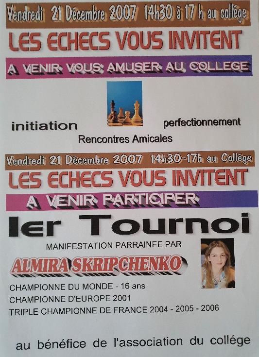 Almira Skripchenko, Grand Maître International féminin, a été la marraine d’une animation au collègue de Villepreux