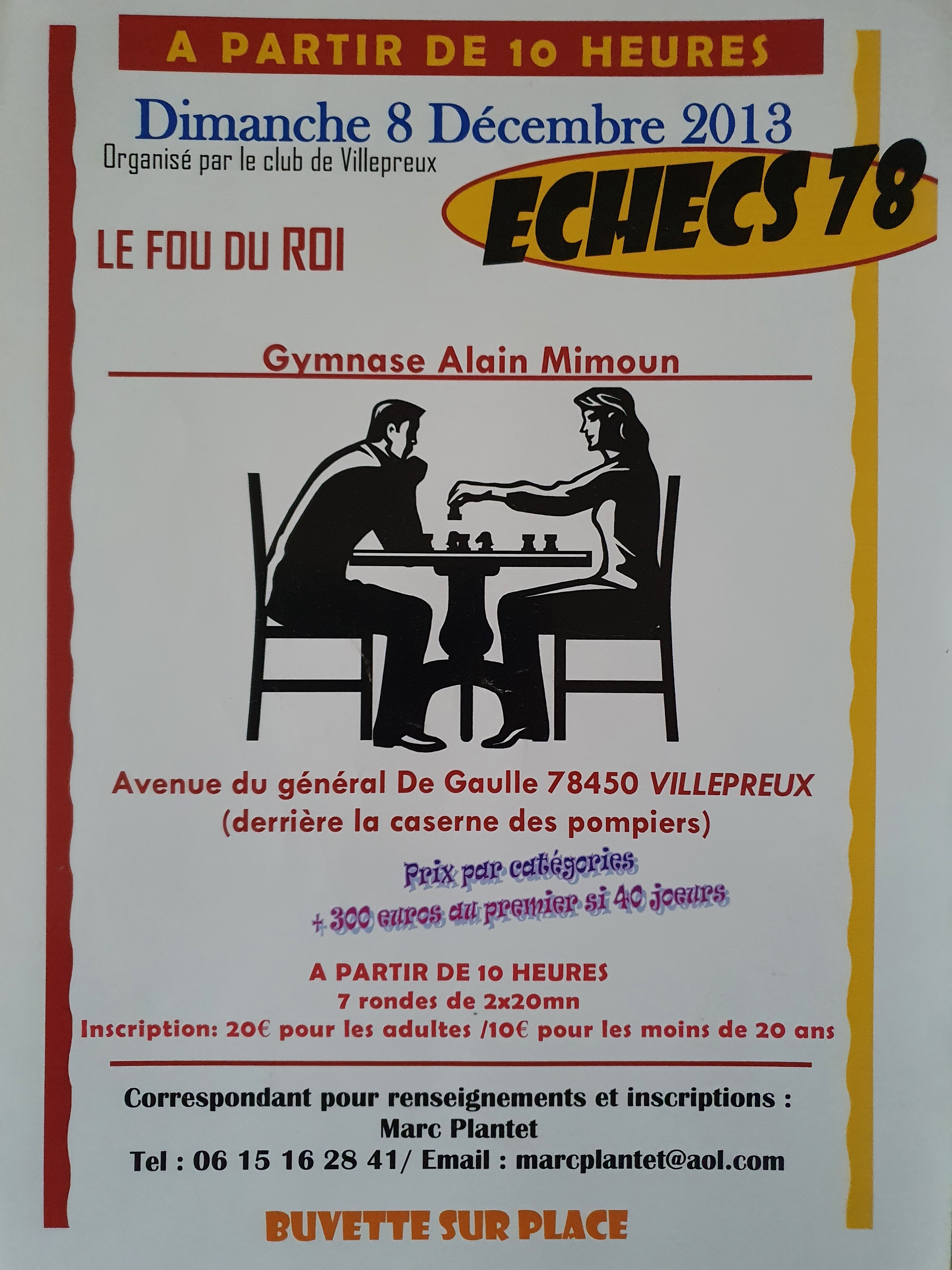 Tournoi de parties rapides organisé à Villepreux en collaboration avec Echecs 78 lors du Téléthon de 2013